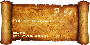 Petrán Csaba névjegykártya
