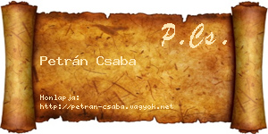 Petrán Csaba névjegykártya